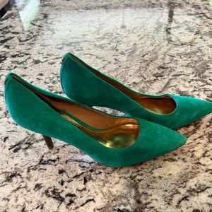 Coach Heels- Green Suede 6.5